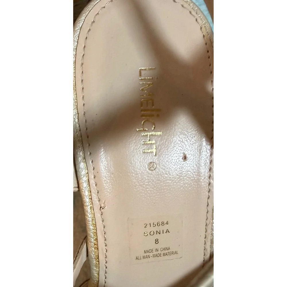 Limelight Sonia Gold Metallic Cutout Cork Wedge Platform Sandals‎ Womens 8